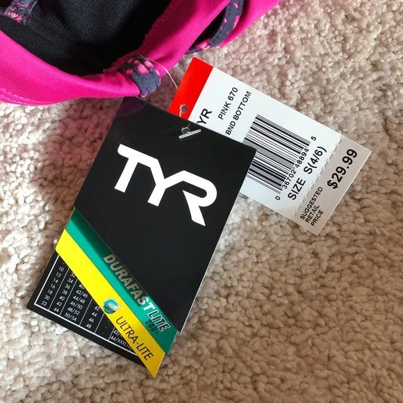 NWT TYR Pink with Black Trim Tankini with Full Coverage Bottoms Size 4/6 - Picture 14 of 15